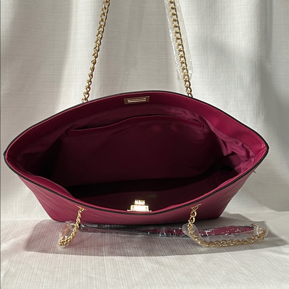 Malibu Skye Fuchsia Quilted Tote with Gold Accents - Picture 3 of 3